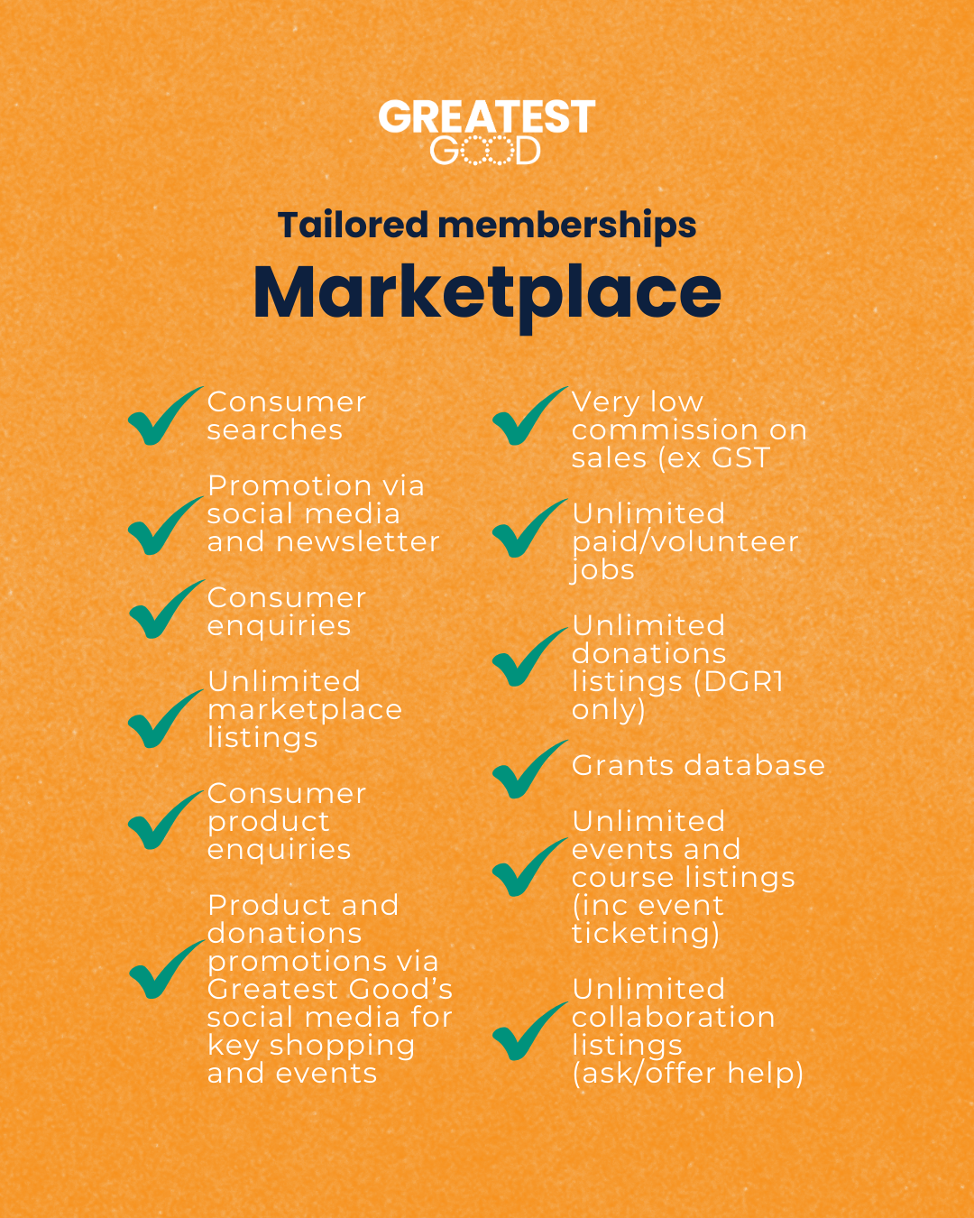 Greatest Good Marketplace Tailored memberships