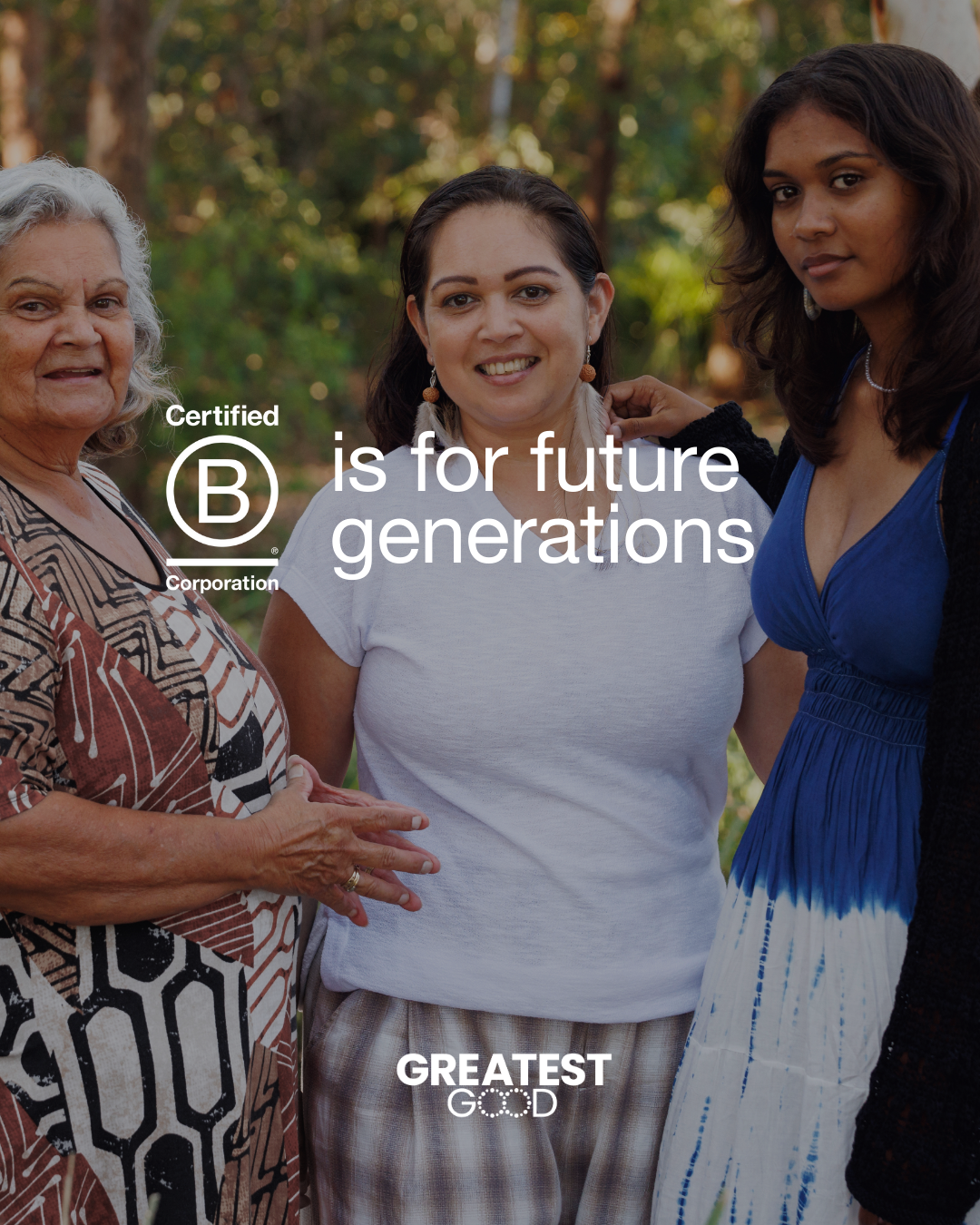 b is for future generations, image of grandmother, mother and daughter smiling at camera